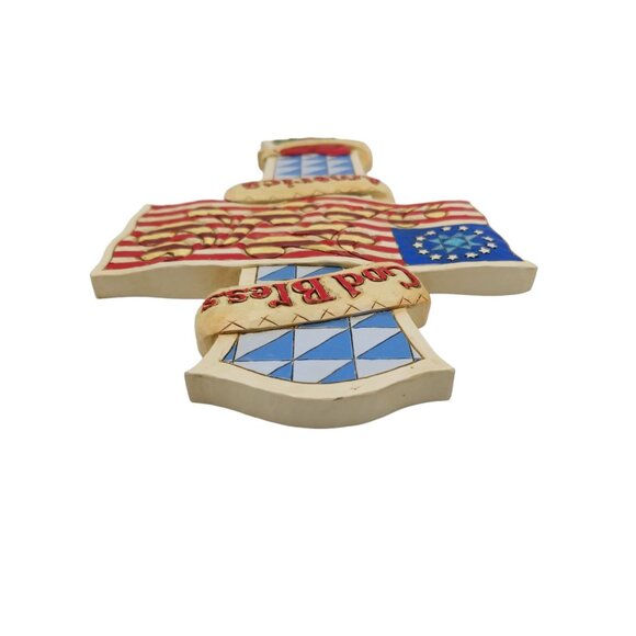 Jim Shore Patriotic God Bless America In God We Trust Cross Wall Hanging WS651 - Picture 6 of 11